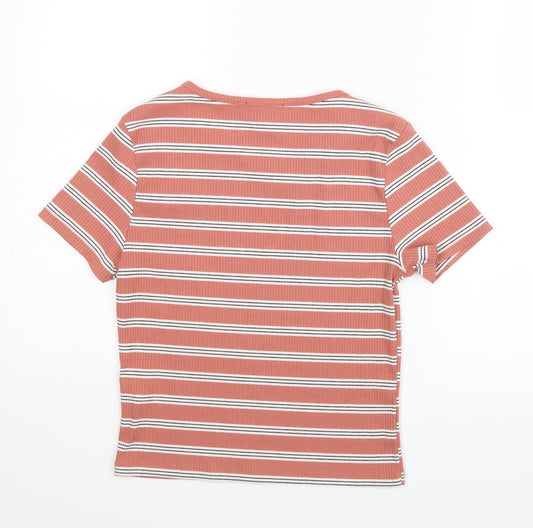 New Look Womens Brown Striped Basic Blouse Size 12