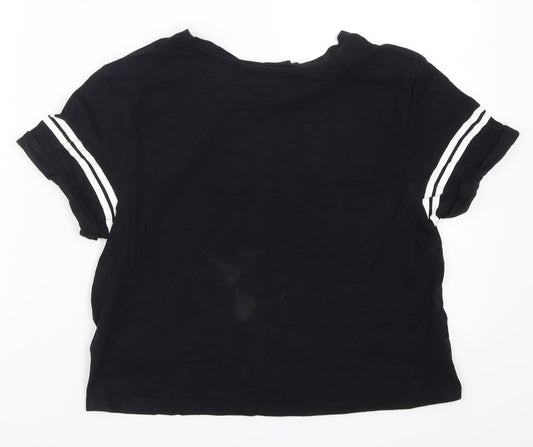 New Look Girls Black Striped Basic T-Shirt Size M - Make Mondays Optional