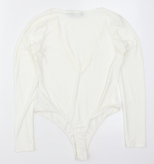 PRETTYLITTLETHING Womens White Bodysuit One-Piece Size 12