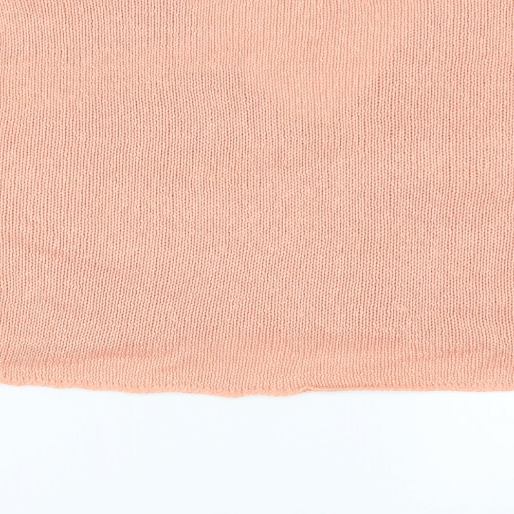 Brand and care label for Missguided women’s pink knit jumper, size L