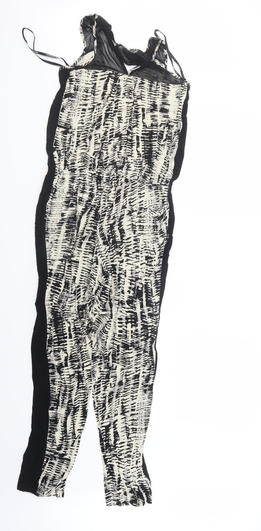 Warehouse Womens Black Geometric Jumpsuit One-Piece Size 8 L26 in