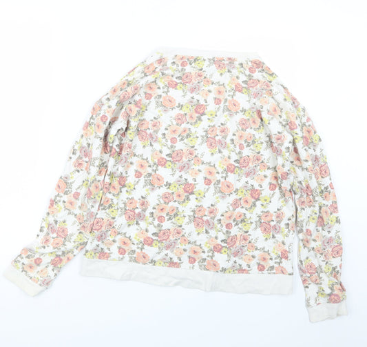 FOREVER 21 Womens White Floral Pullover Jumper Size M