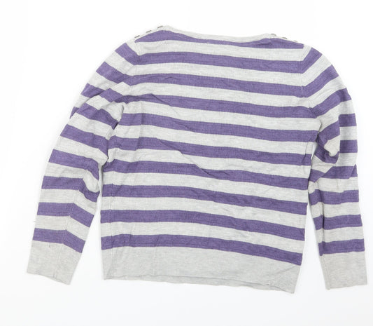 CC Womens Purple Striped Knit Pullover Jumper Size M