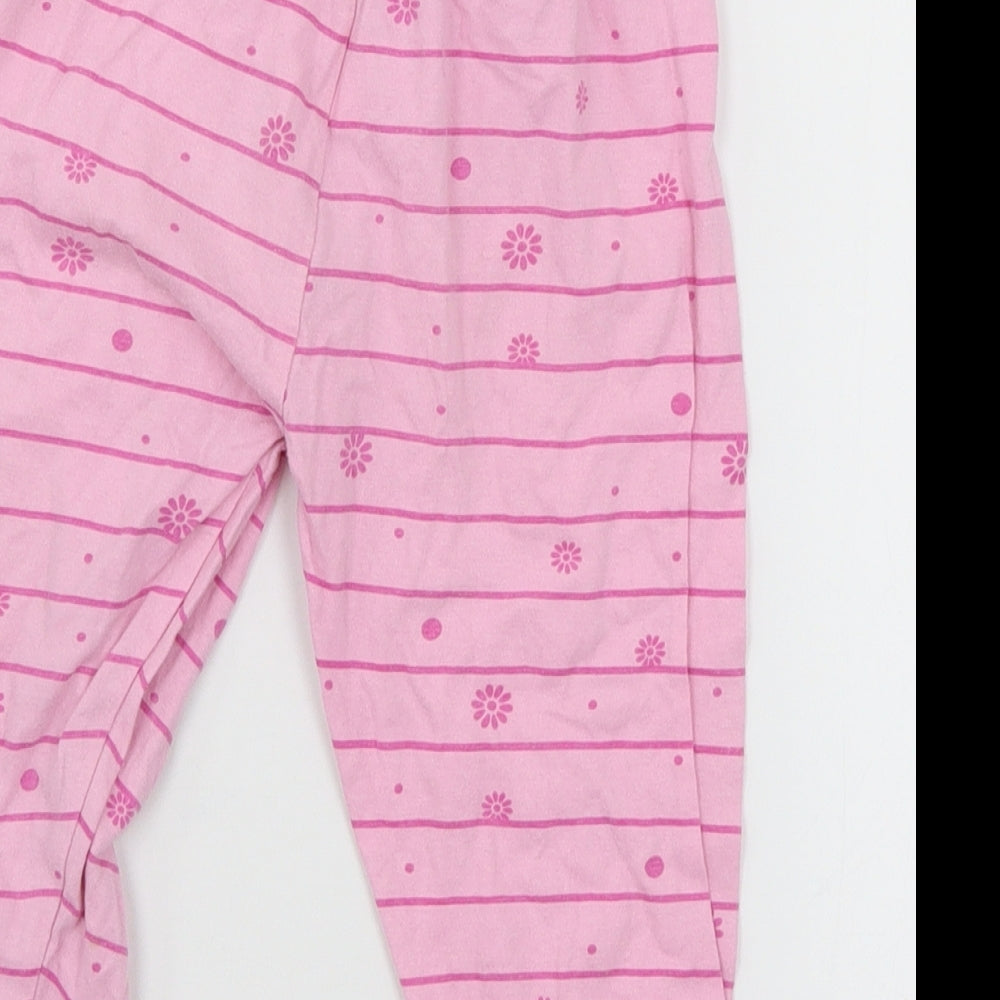 Brand and care label for In the Night Garden girls’ pink floral jersey capri pyjama pants, size 18-24, months