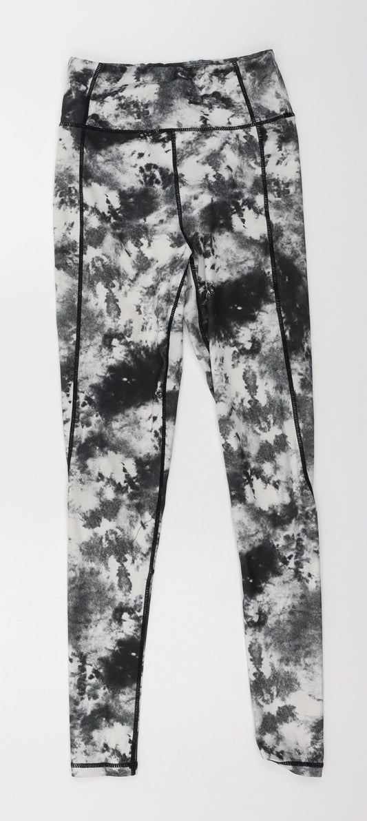 PRETTYLITTLETHING Womens Grey Tie Dye Jersey Capri Leggings Size 4 L28 in