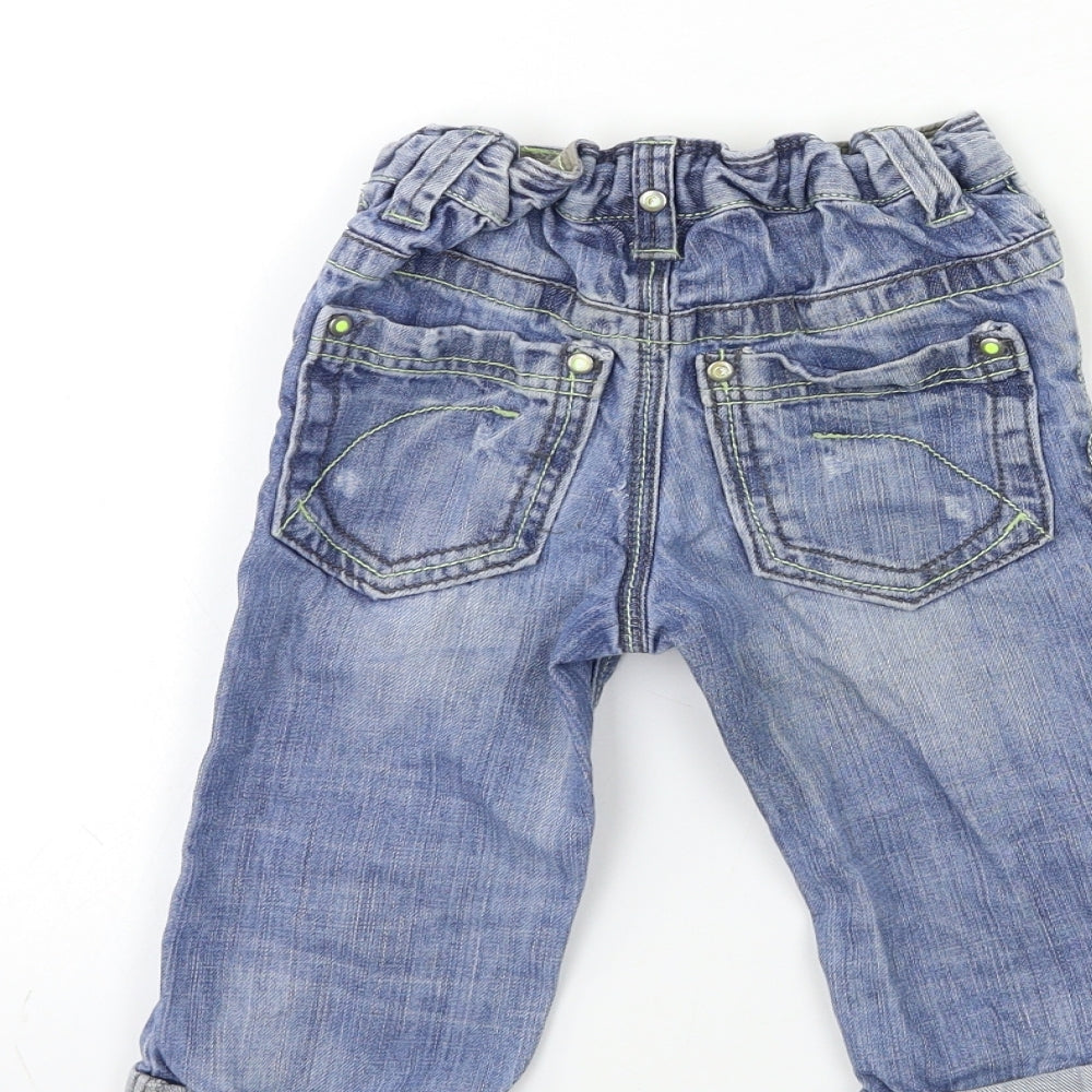 Brand and care label for Next Baby Blue Denim Snow Pants Jeans, size 12-18, Months