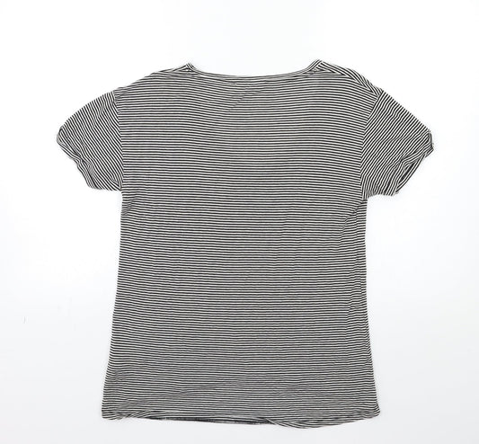 Miss Selfridge Womens Black Striped Basic T-Shirt Size 10