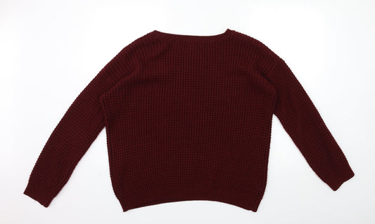 FOREVER 21 Womens Red Knit Pullover Jumper Size L