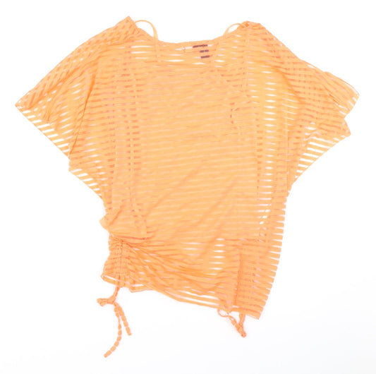 Izabel Womens Orange Striped Basic Blouse Size 8