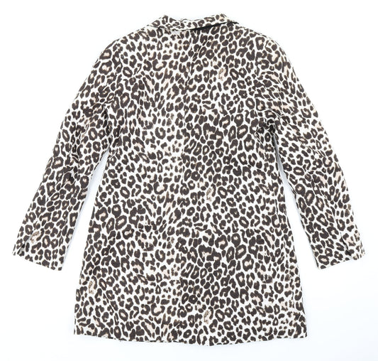 H&M Womens Brown Animal Print Jacket Blazer Size 8