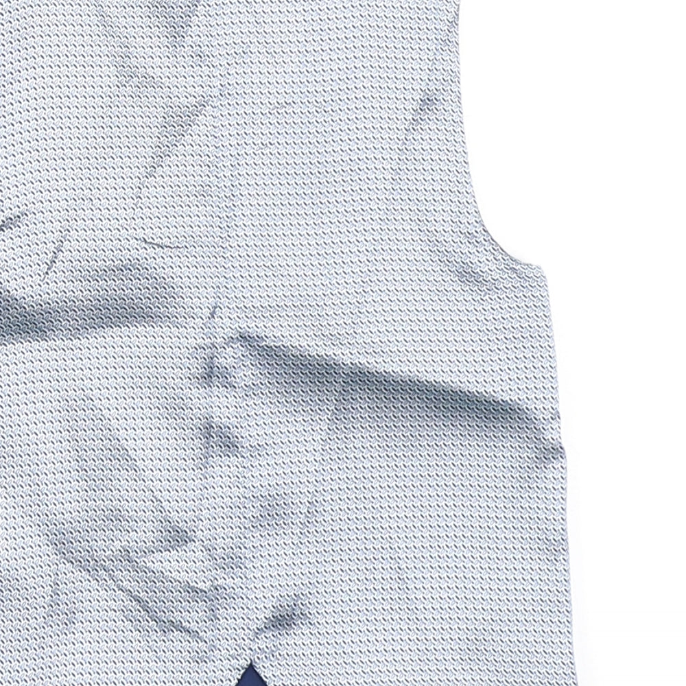 Brand and care label for River Islan boys’ blue jacket waistcoat, size 3-4, years