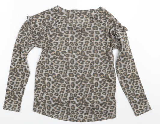 Lounge Womens Animal Print Pullover Sweatshirt Size 6