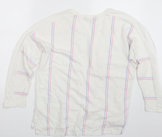 Love Leisure Womens White Striped Pullover Jumper Size 14