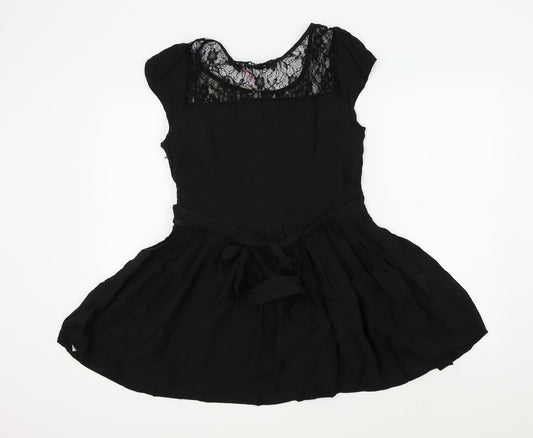 Miso Womens Black Colourblock Fit & Flare Size 14