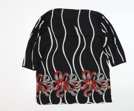 KOOPOL Womens Black Geometric Basic T-Shirt One Size