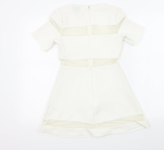 Topshop Womens White Fit & Flare Size 8