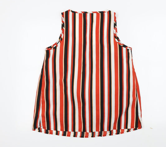 Anthology Womens Orange Striped Basic T-Shirt Size 10