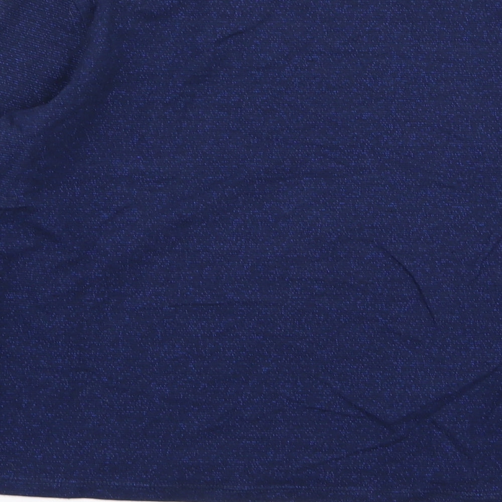Brand and care label for H&M girls’ blue basic t-shirt, size 11-12, years