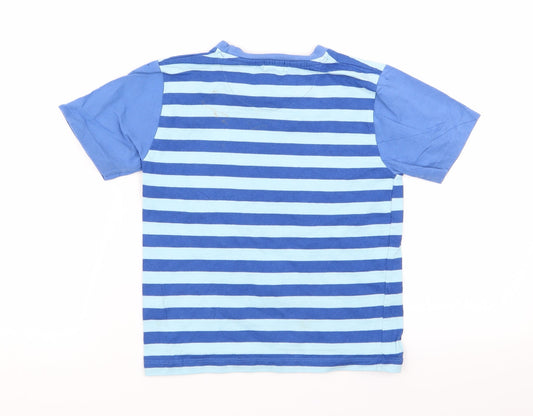 lily and sif Boys Blue Striped Basic T-Shirt Size 6-7 Years