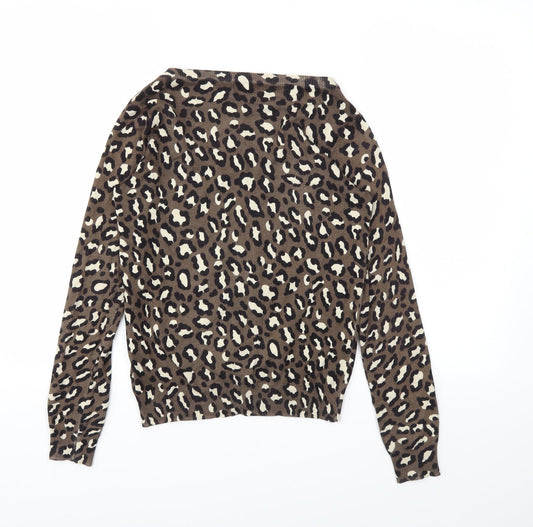 Papaya Womens Brown Animal Print Cardigan Jumper Size 8