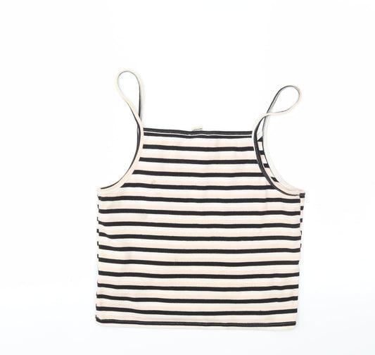 FOREVER 21 Womens Multicoloured Striped Basic T-Shirt Size L