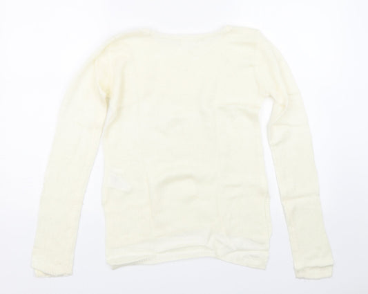 H&M Girls Beige Knit Pullover Jumper Size 11-12 Years - Wonder