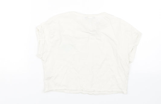 New Look Girls White Cropped T-Shirt Size 9 Years