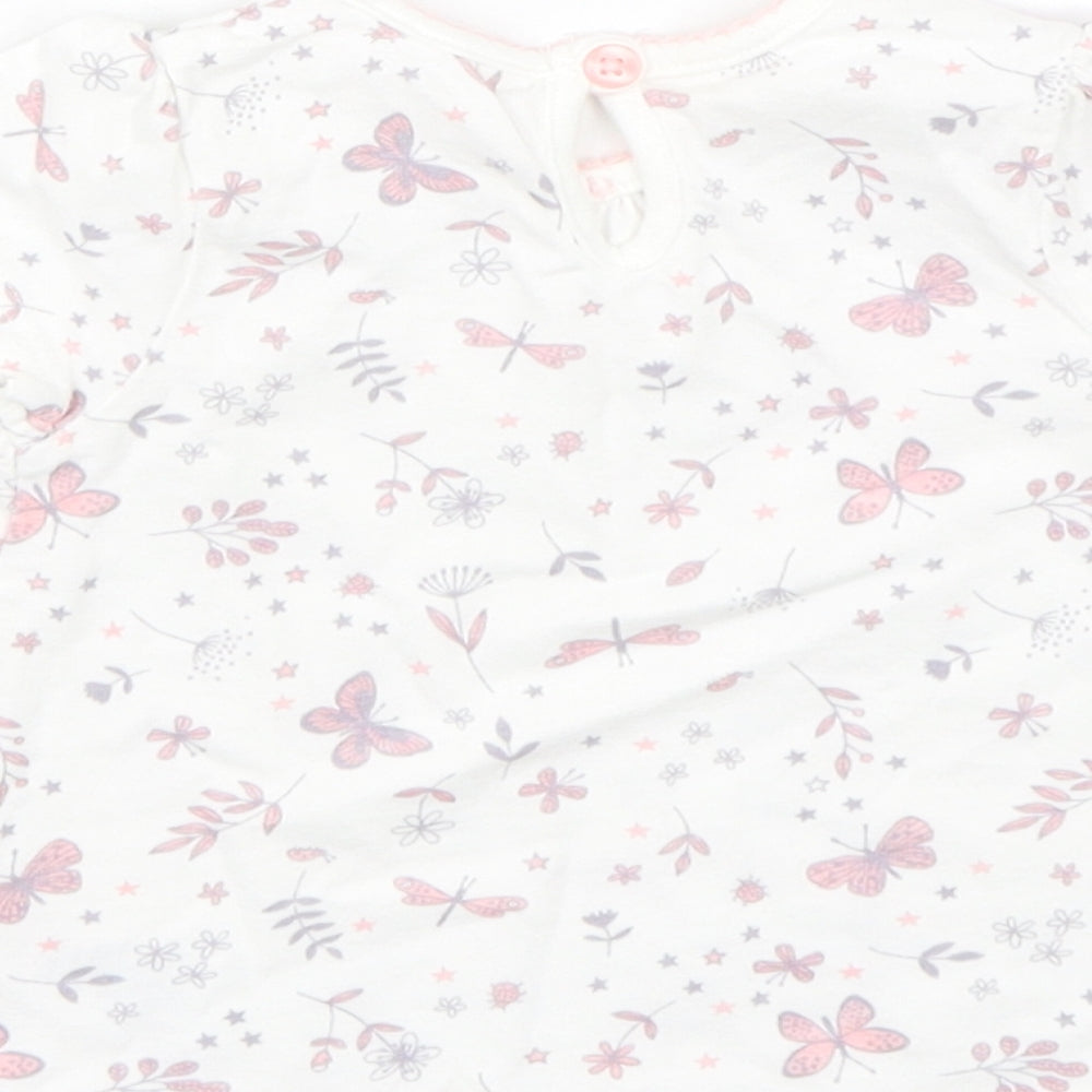 George Girls White Floral Basic T-Shirt Size 0-3 Months - Butterflies