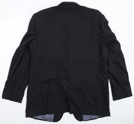 Marks and Spencer Mens Black Striped Jacket Suit Jacket Size 46
