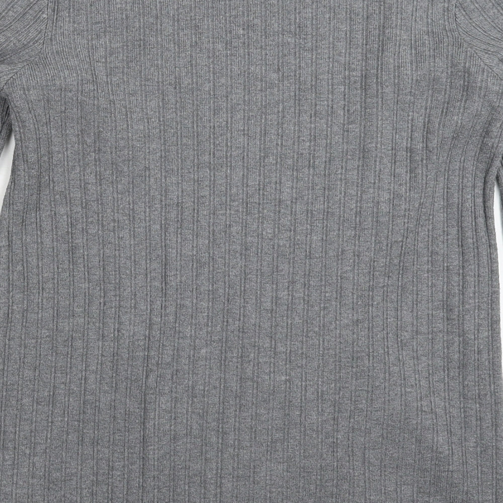 Brand and care label for ASOS women’s grey knit jumper, size UK 8