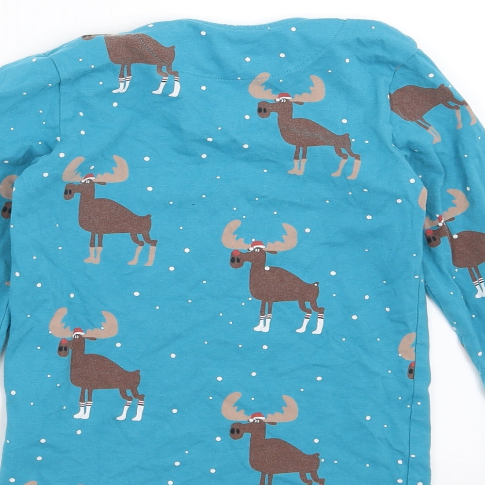 Marks and Spencer Boys Blue Solid Pyjama Top Size 6-7 Years - christmas