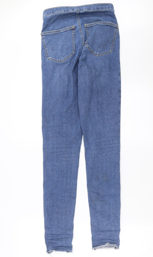 Topshop Womens Blue Denim Skinny Jeans Size 26 in L30 in - Distressed hem