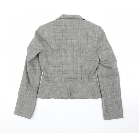 M&S Womens Grey Plaid Jacket Blazer Size 8