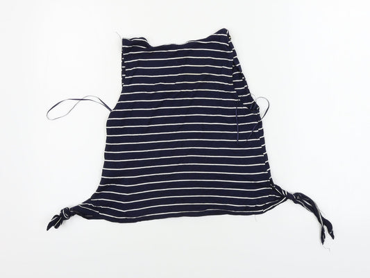 New Look Womens Blue Striped Basic T-Shirt Size 8