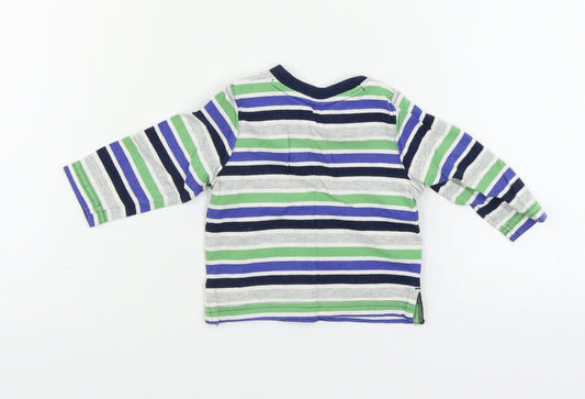 Mini Club Boys Grey Striped Basic T-Shirt Size 3-6 Months