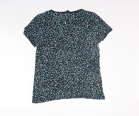 Midnight Womens Black Geometric Basic T-Shirt Size L