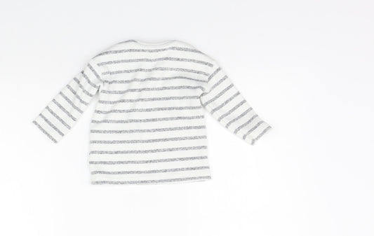 George Girls White Striped Basic T-Shirt Size 6-9 Months