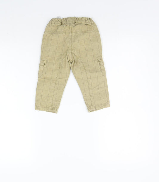 LOGG Girls Beige Check Jogger Trousers Size 9-12 Months