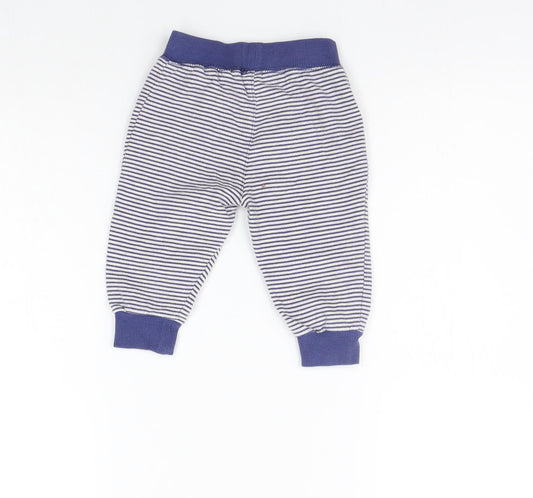 TU Girls Blue Striped Jogger Leggings Size 6-9 Months