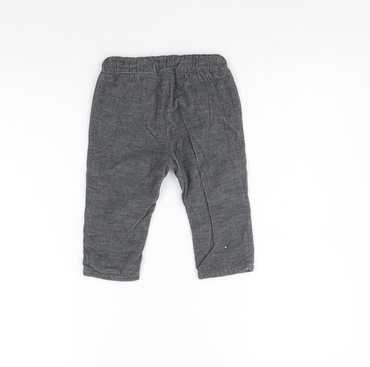 H&M Girls Grey Chino Trousers Size 9 Months