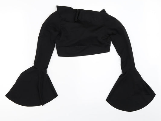 Boohoo Womens Black Cropped Blouse Size 8
