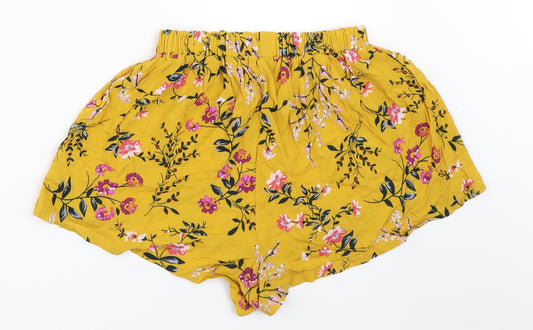 Preworn Womens Yellow Floral Hot Pants Shorts Size M