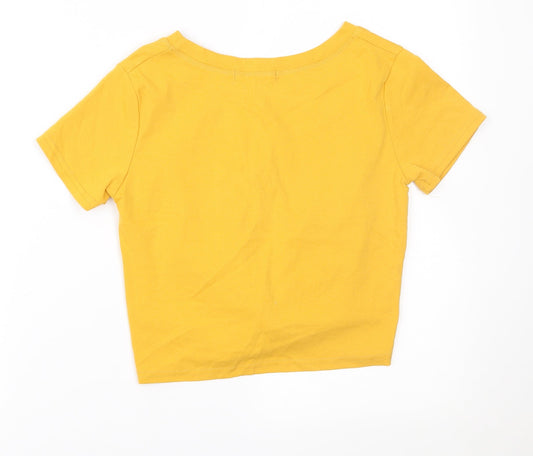 JHM Womens Yellow Basic T-Shirt Size 6