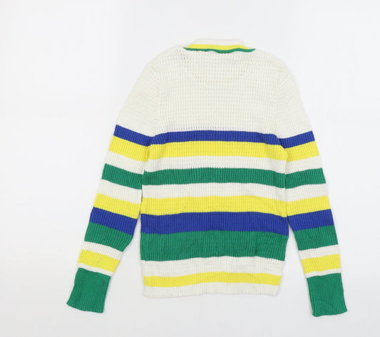Astradivarius Womens White Striped Pullover Jumper Size S