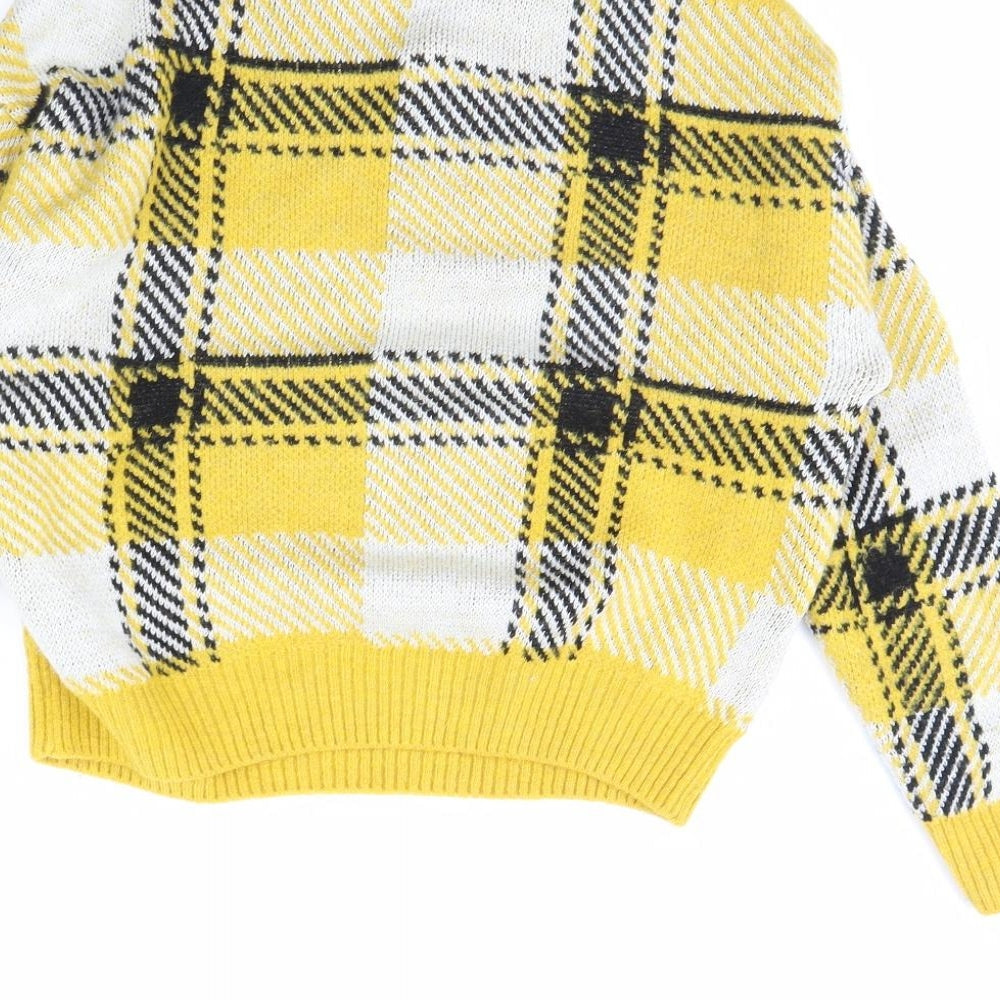 New Look Womens Yellow Check Pullover Jumper Size S