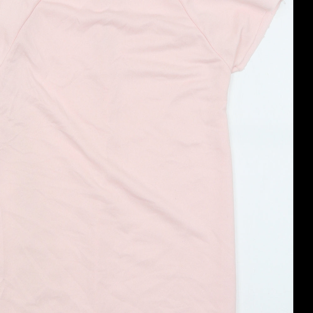 Brand and care label for ASOS women’s pink jumper, size UK 8