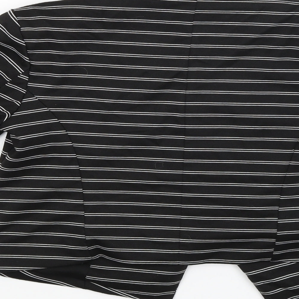 Brand and care label for Atmosphere women’s black striped jacket, size UK 10