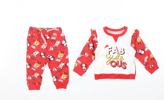 Studio Baby Baby Red Trousers Set Outfit/Set Size 6-9 Months