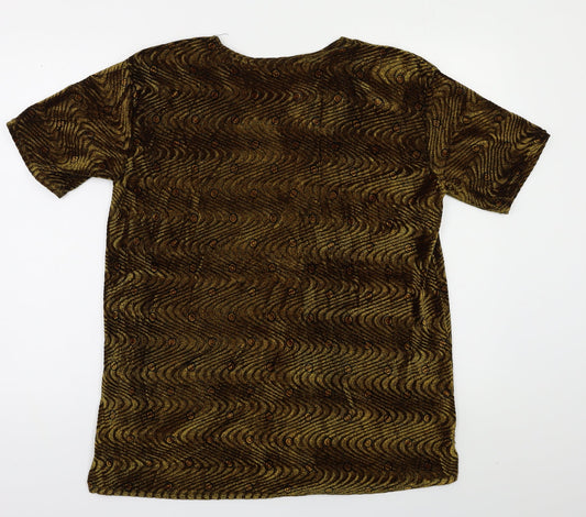 Elegant Body Womens Brown Geometric Basic Blouse Size XL