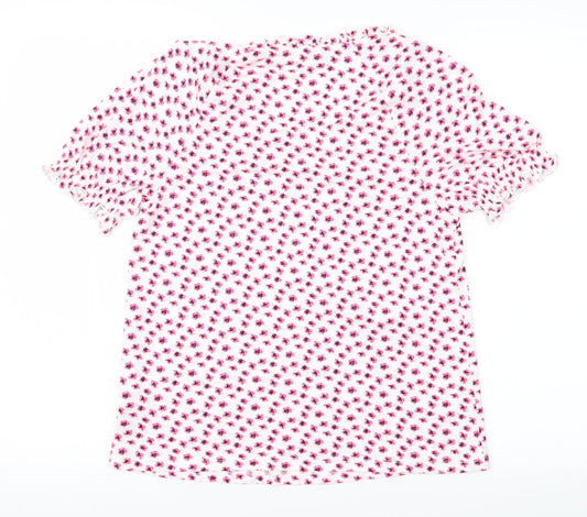 M&S Womens Pink Floral Basic Blouse Size 8